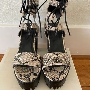 Snake print platform sandals